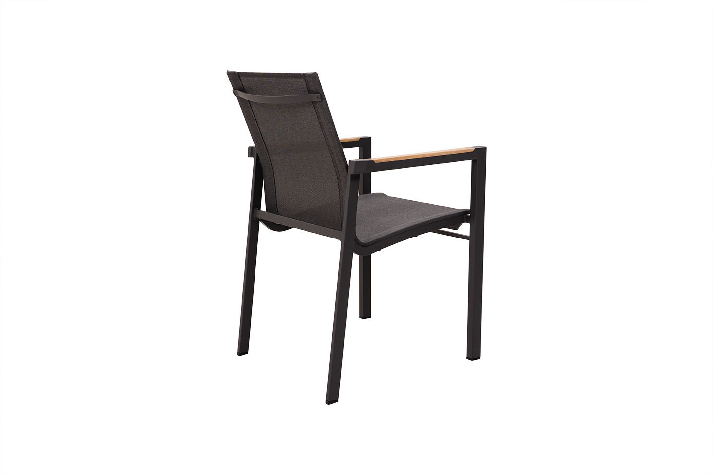Cube Alu Stacking Chair, teak arm, Slate